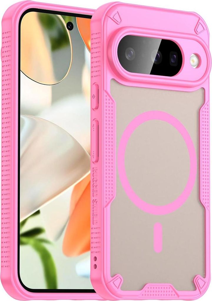 MagSafe Hülle für Google Pixel 10 - Phonesta Shockproof Armor Semi-Transparent Back Cover - Rosa