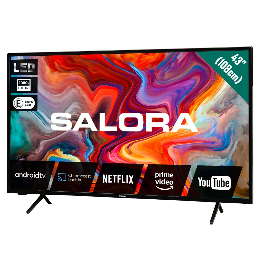 Smart TV 43 pouces Full HD Salora SMART43TV Téléviseur LED Noir
