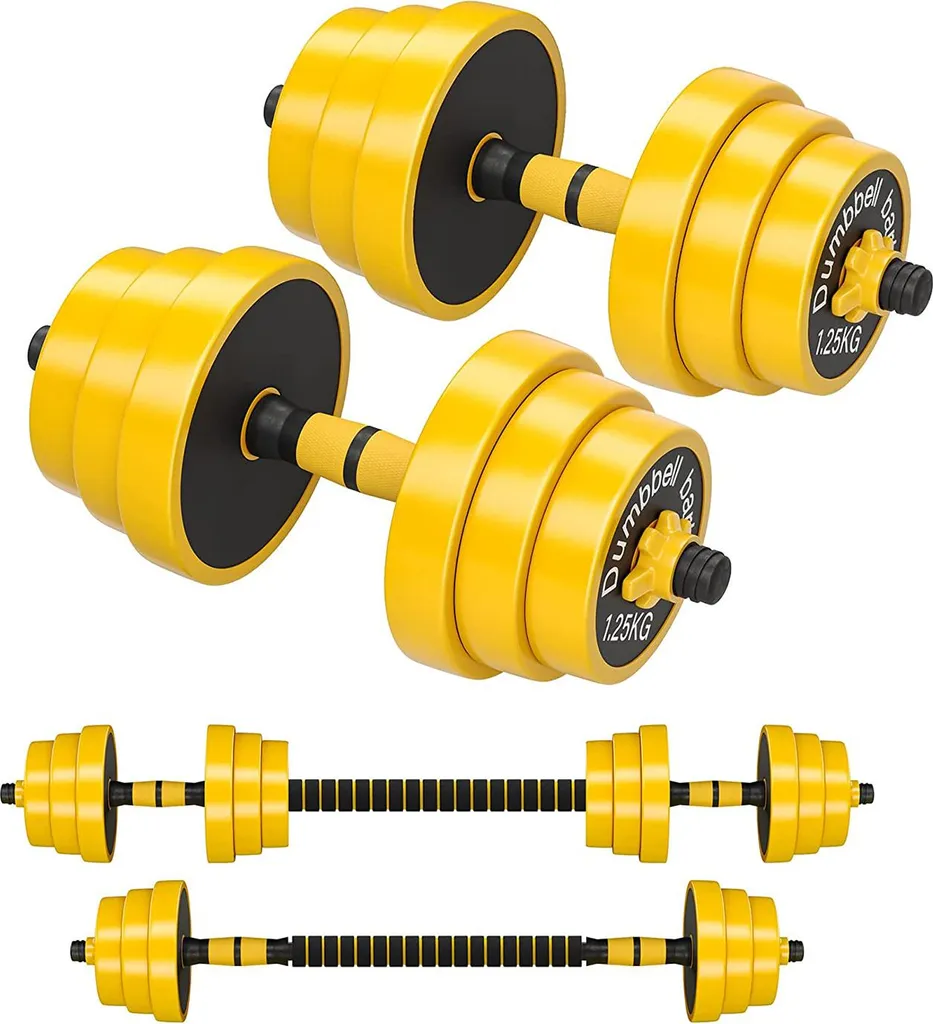 Haltères avec tube de raccordement pour entraînement complet à domicile