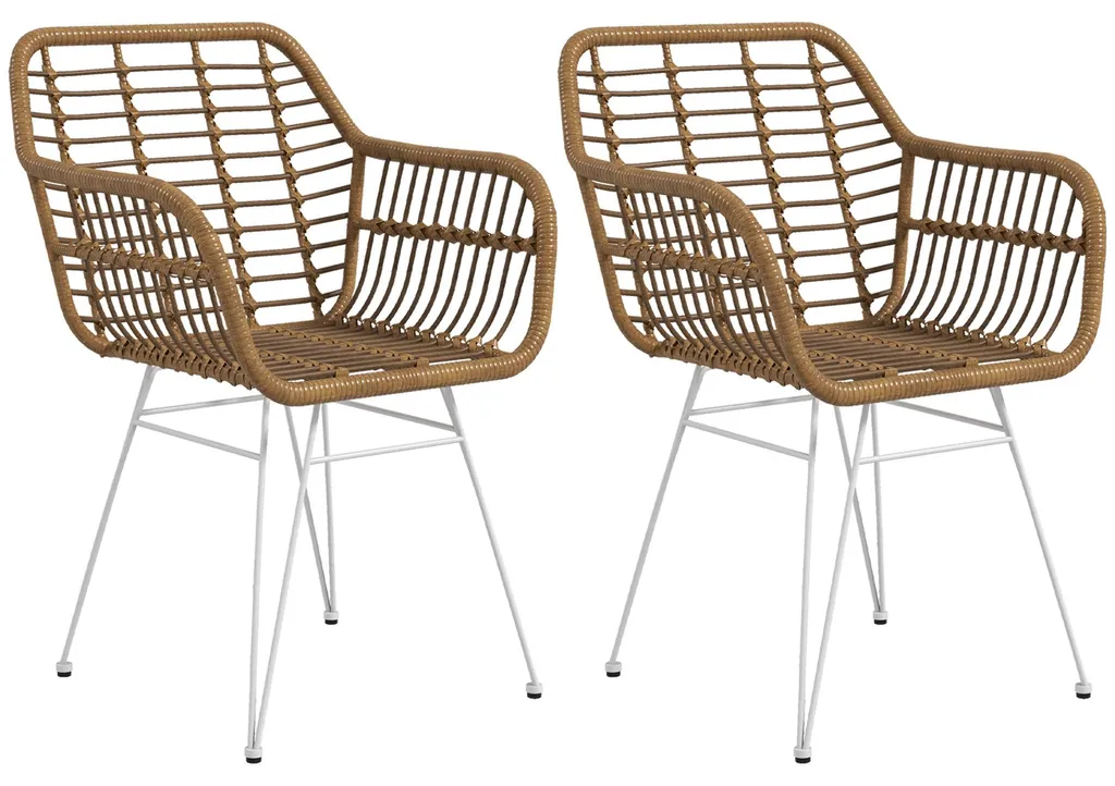 Chaises de salle à manger bohème en résine tressée et acier blanc robuste