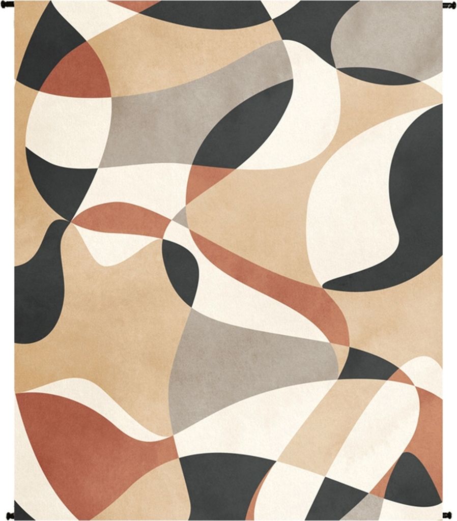 Wandobjekt - Beige - Terracotta - Schwarz - Polyester - 120 x 160 cm