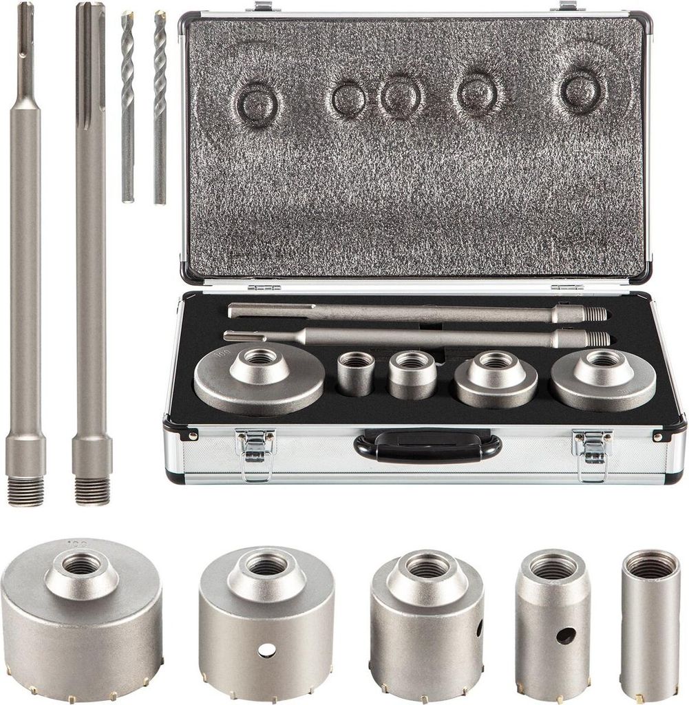 Betonlochsägen-Set, 30/40/65/80/100 mm Bohrerset SDS Plus oder SDS Max Schaft-Wandlochfräser mit 11,8"/300 mm Verbindungsstange für Ziegel, Beto...