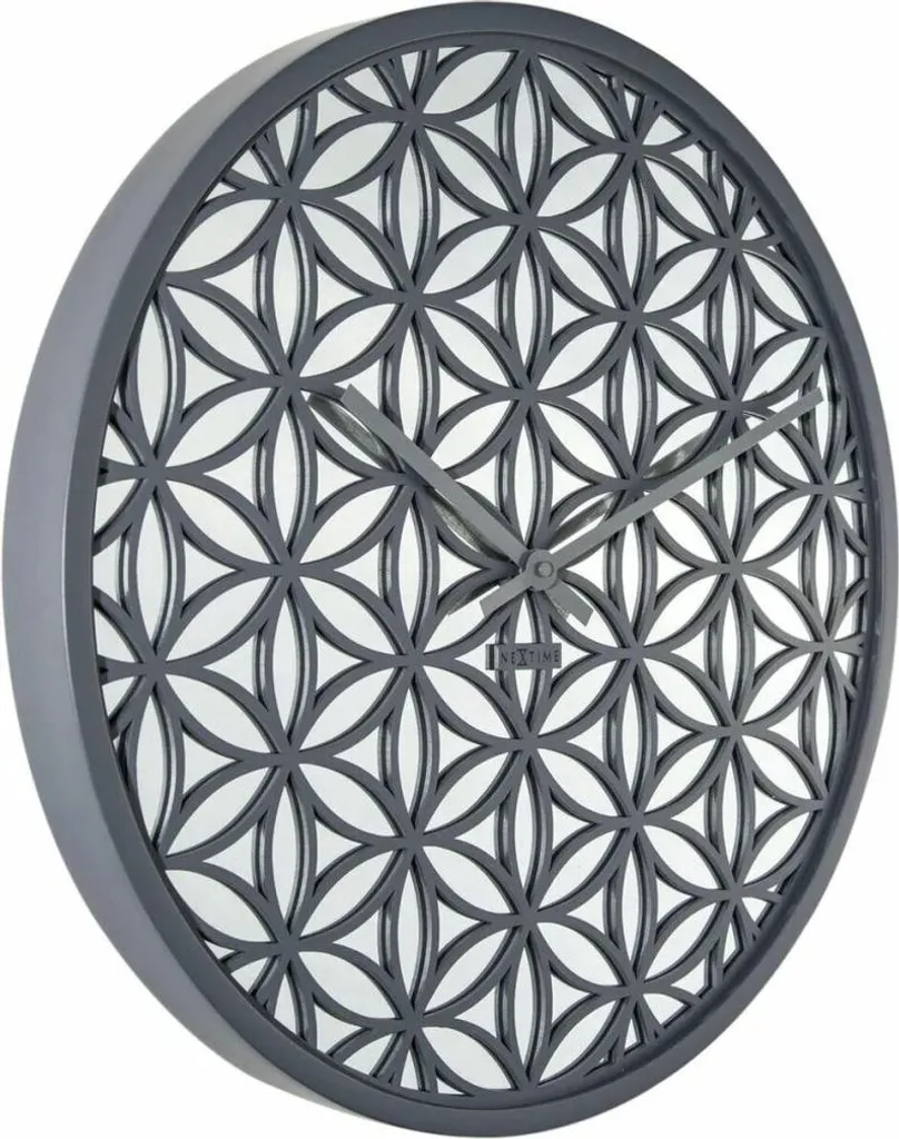 Horloge Mécanique à Pendule Circle Grey en Métal pour Mur et Table