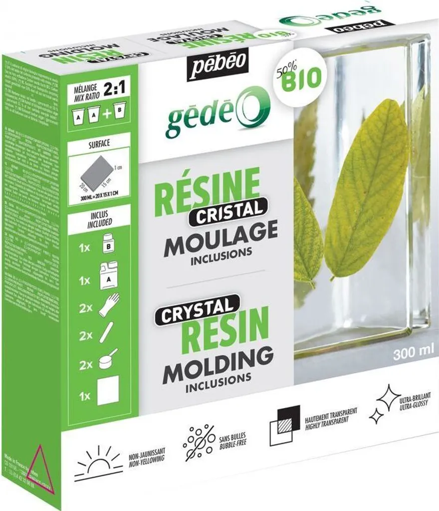 Set de résine cristal organique 300 ml pour inclusions et moulages nets