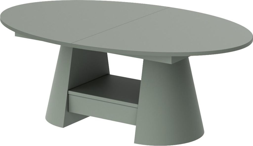 Design Couchtisch oval Calabrio stufenlos höhenverstellbar ausziehbar Schublade Tisch Esstisch