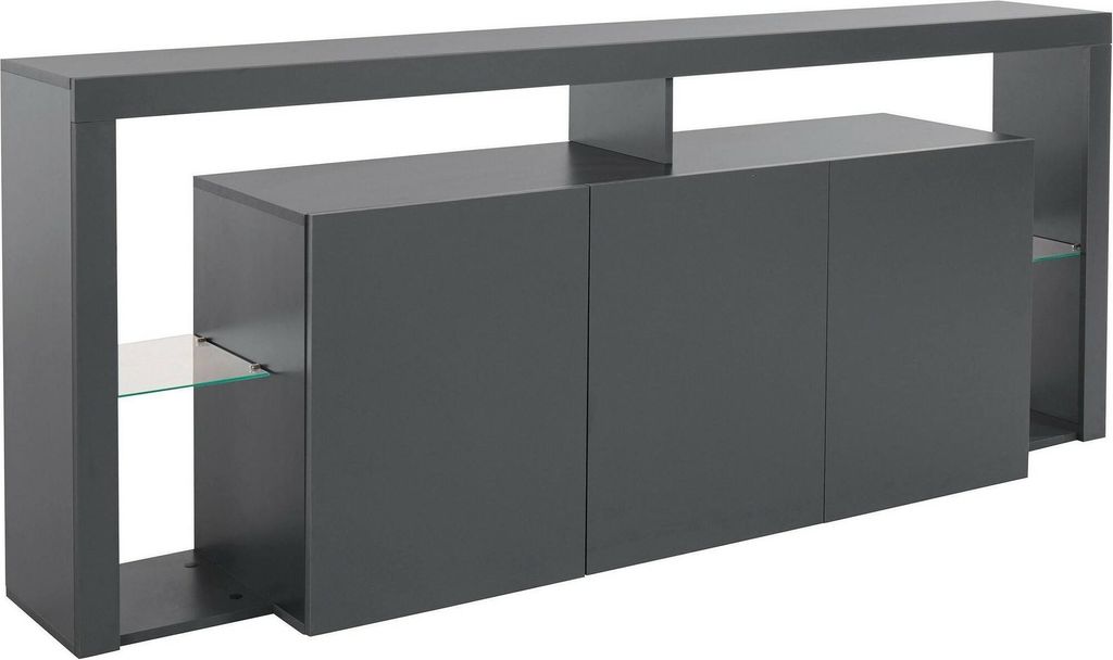 Kommode Ddariv, 3-türiges Wohnzimmer-Buffet, Wohnzimmer-Kommode, modernes Kommode, 100 % Italy, 200 x 40 x 80 cm, Anthrazit