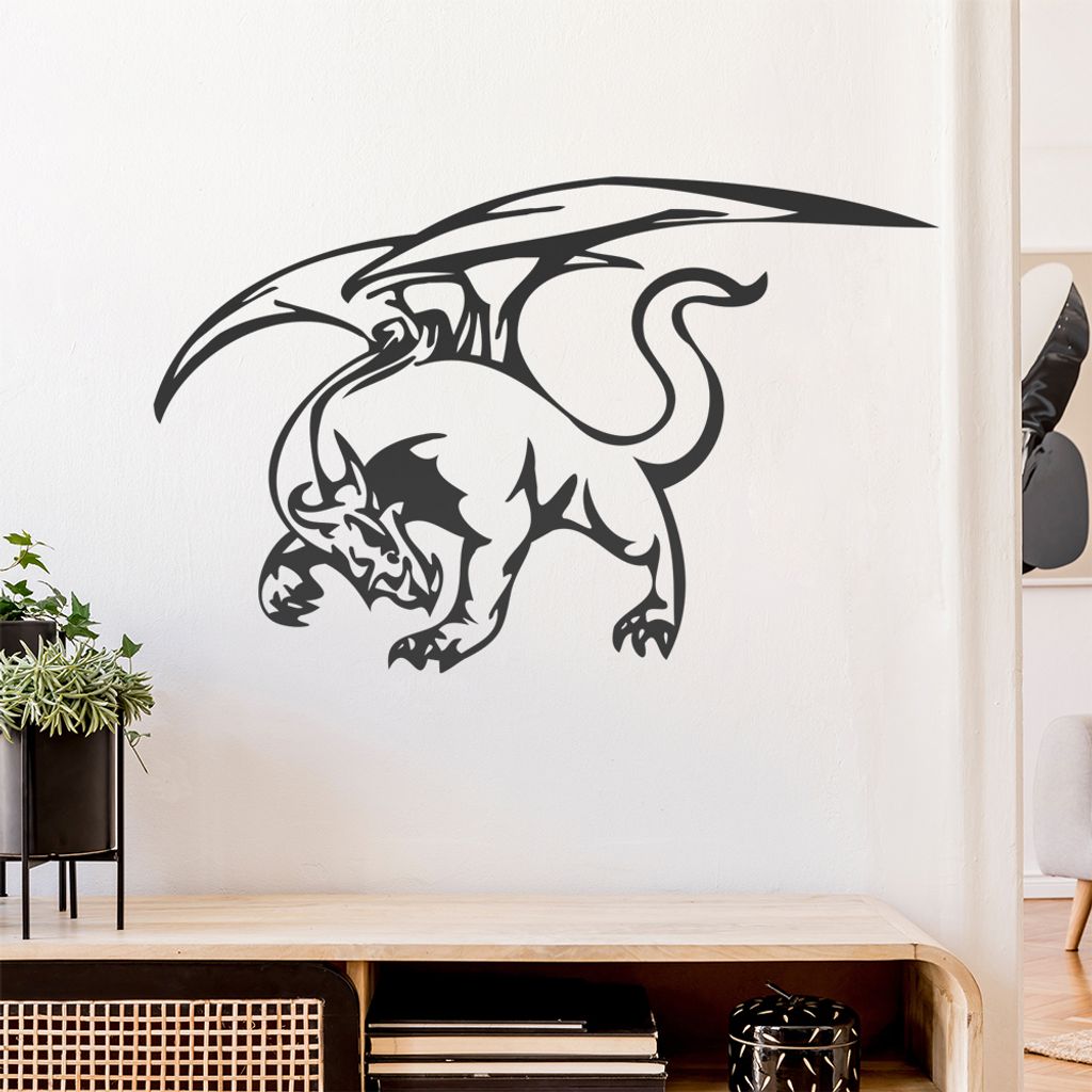 Drachen Kraft Wandtattoo in 6 Größen - Wandaufkleber Wall Sticker - Dekoration, Küche, Wohnzimmer, Schlafzimmer, Badezimmer