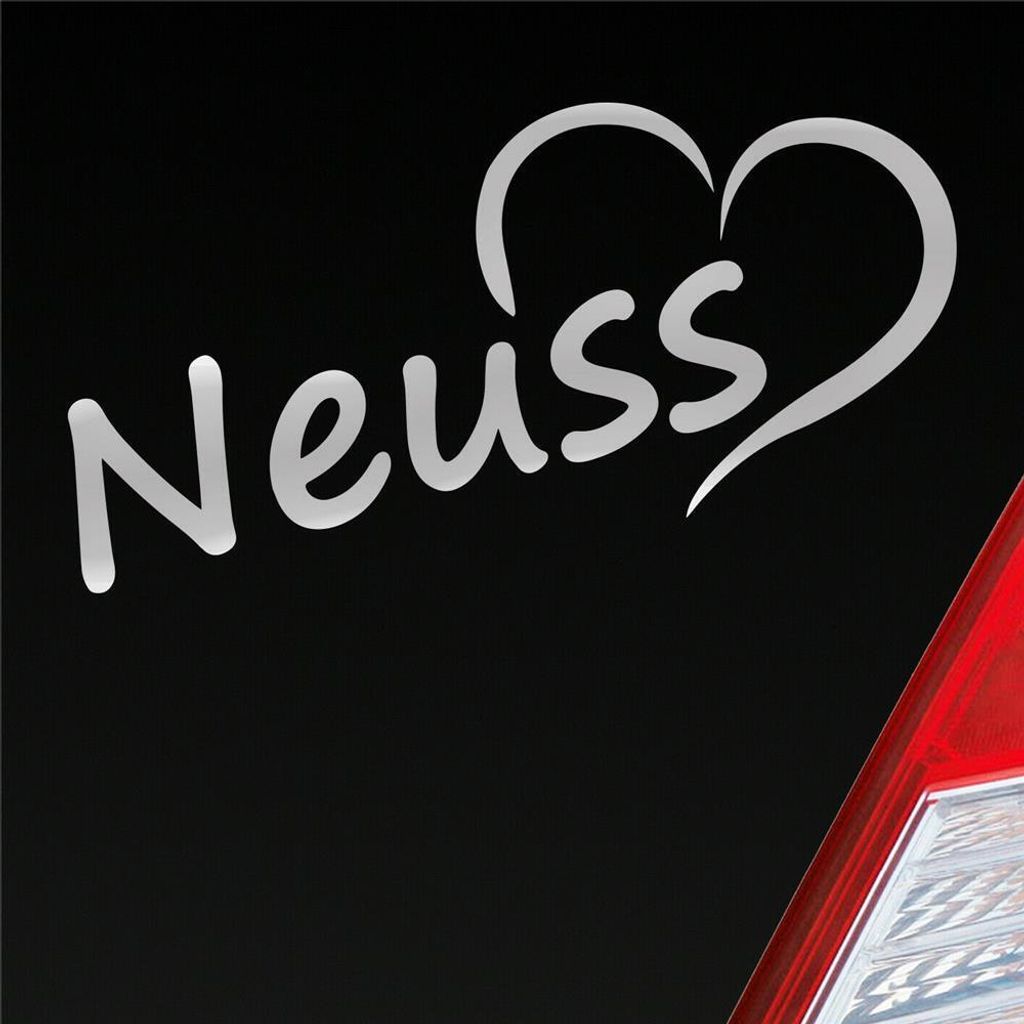 Auto Aufkleber Neuss Herz Stadt City Love Liebe Heimat 9,5x8 cm Silber Sticker Heckscheibenaufkleber