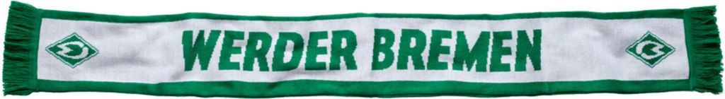 SV Werder Bremen Schal WB, Offizieller Fanartikel, grüner Schal mit Werder Bremen Schriftzug und Fransen