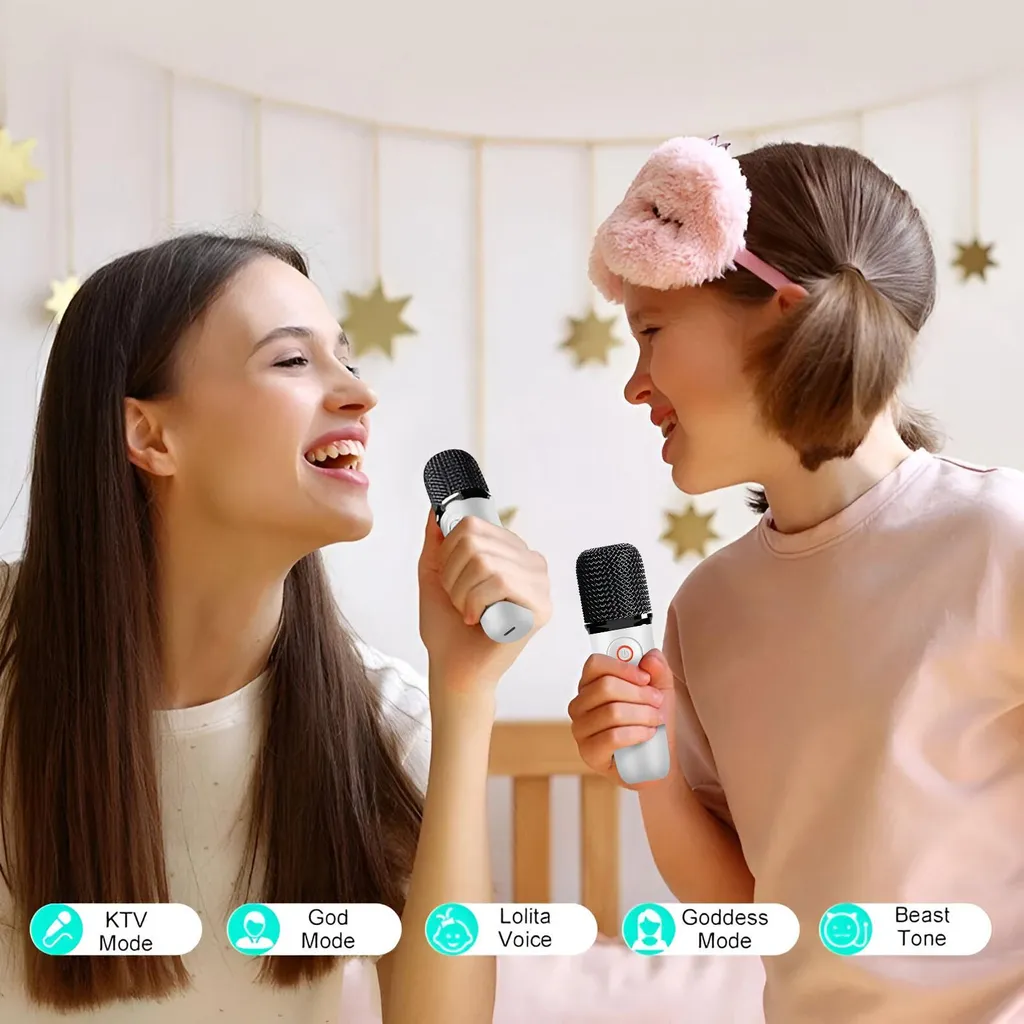 Haut-parleur Karaoké Enfant Avizar Bluetooth Blanc avec 2 Micros - 4