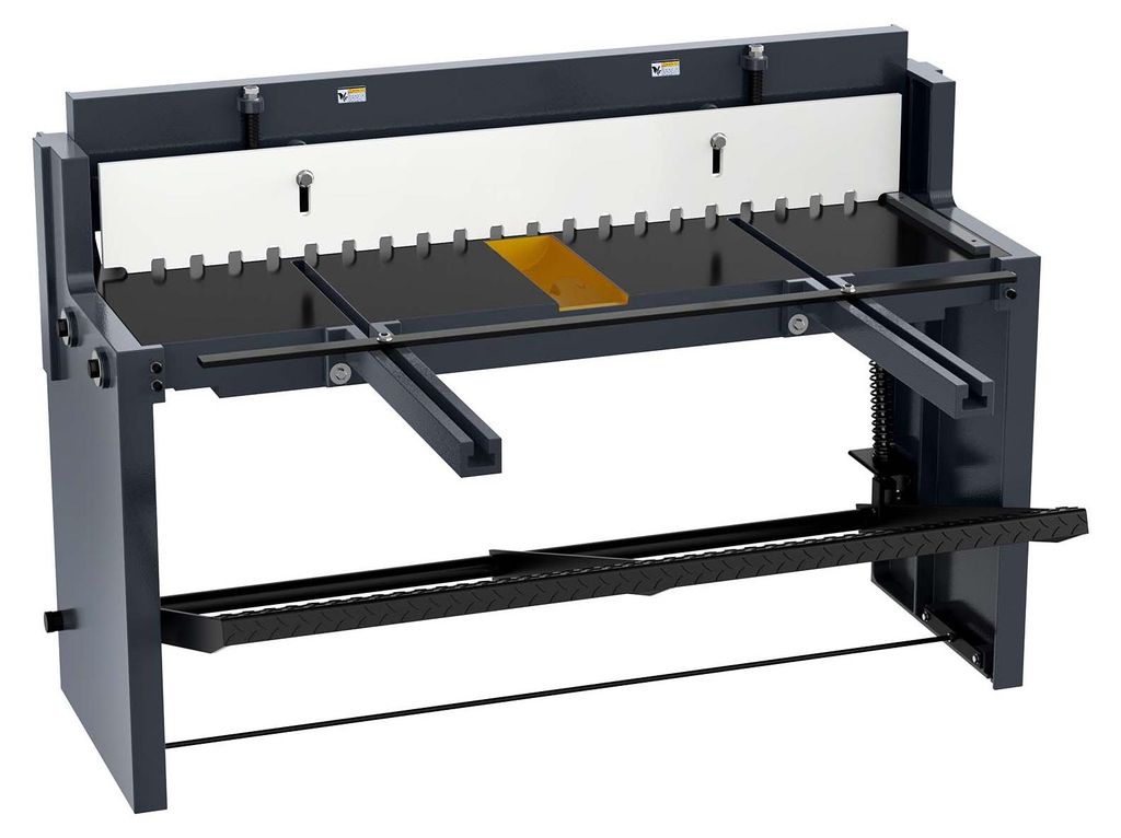 SucceBuy Blechschere 1320 mm, Metallschneidegerät mit robustem Stahlrahmen, verstellbarem Klingenabstand, Materialanschlägen und Fußpedalsteueru...