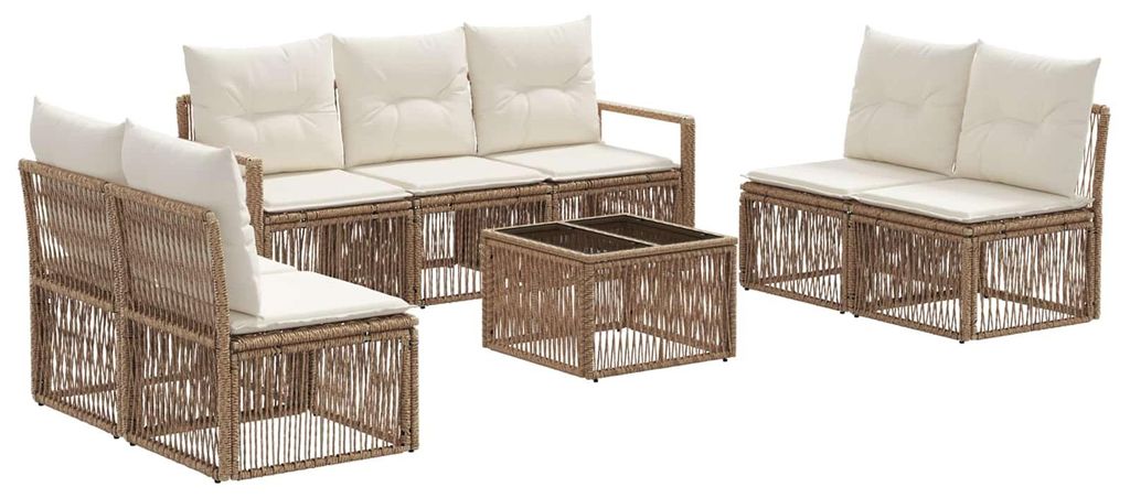 vidaXL Gartensofa-set 8 pcs Beige Poly-Rattan