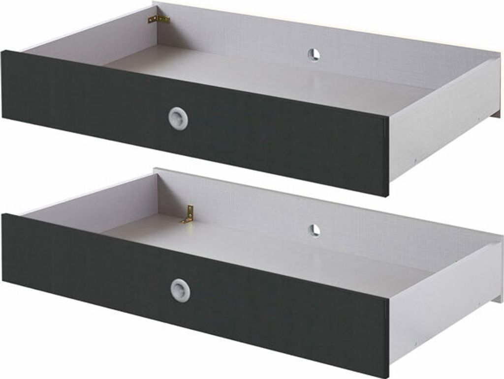 2er-Set Bettschubkasten Bettschublade Joker je 100x60x16cm weiß graphit