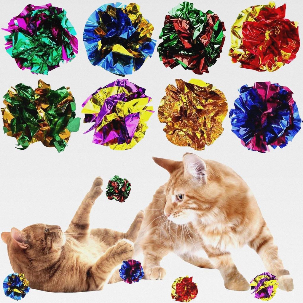 Knisterball für Katzen,20pcs Bunte Katze Spielzeug Bälle,Cat Crinkle Ball,Bunte Katze Spielzeug Bälle,Buntes Katzenspielbälle,Kätzchen Interak...