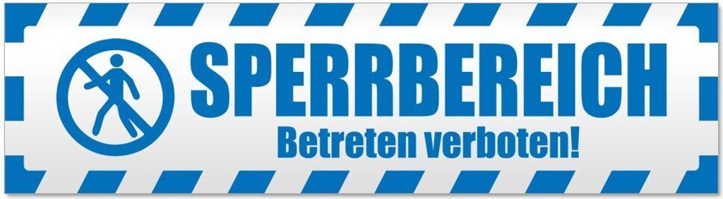 Kiwistar Sperrbereich betreten gestreift Magnetschild Schild magnetisch - 45cm Blau - Magnetfolie für Auto PKW Kfz