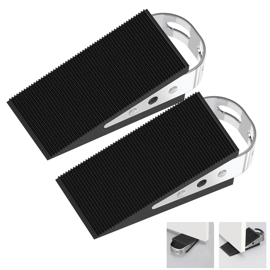 Cales de porte pour sols lisses et moquettes - Lot de 2 butoirs noirs