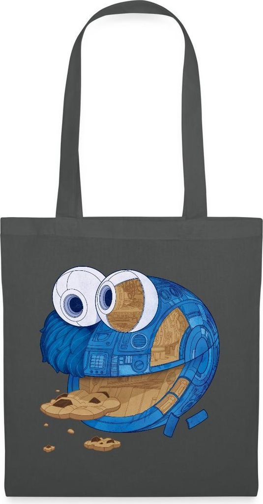 Spreadshirt Sesamstraße Krümelmonster Maschine Stoffbeutel, One size, Graphite