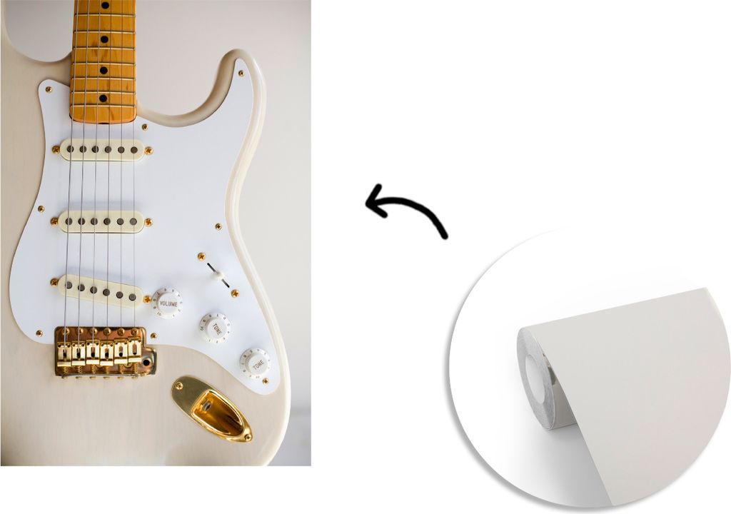 MuchoWow Fototapete für Wohnzimmer oder Schlafzimmer Wandtapete Vinyl Motivtapete Querschnitt einer E-Gitarre - 190x280 cm - Küche