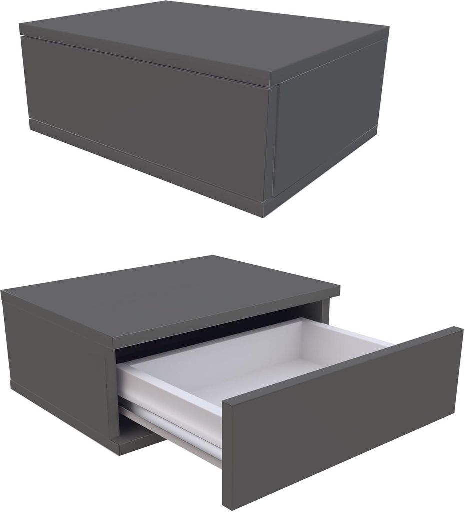 Happy Babies Hängender Nachttisch Weiß Wandregal mit Schublade Nachtkonsole Deco für Schlafzimmer Eleganter Nachtkommode, Set bestehend aus 2 St...