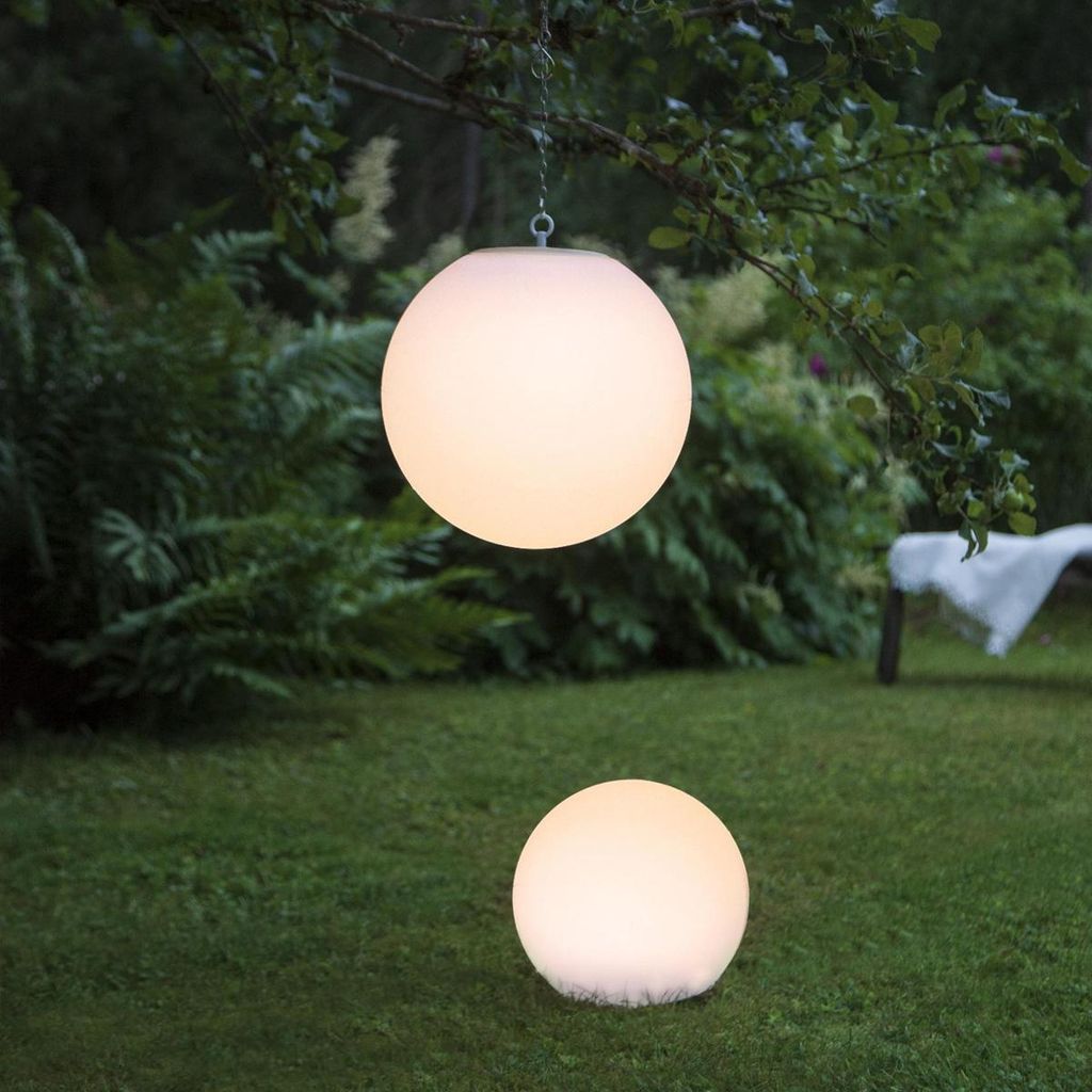 LED Solar Gartenkugel 'Globy' - zum Aufhängen - H: 29cm, D: 30cm - 6 warmweiße LED - Lichtsensor