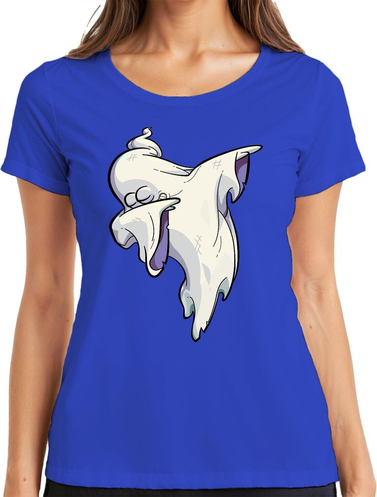 Halloween Geist Dab Cartoon Gespenst Spukhaus Gruselig Dabbing Damen T-Shirt, Blau, 3XL
