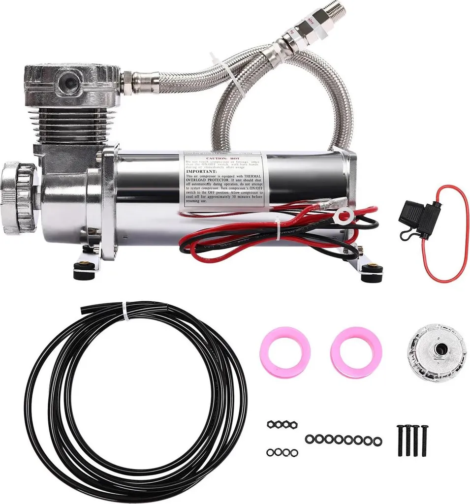 Compresseur 12V pour suspension pneumatique de voiture - 200 PSI Argent