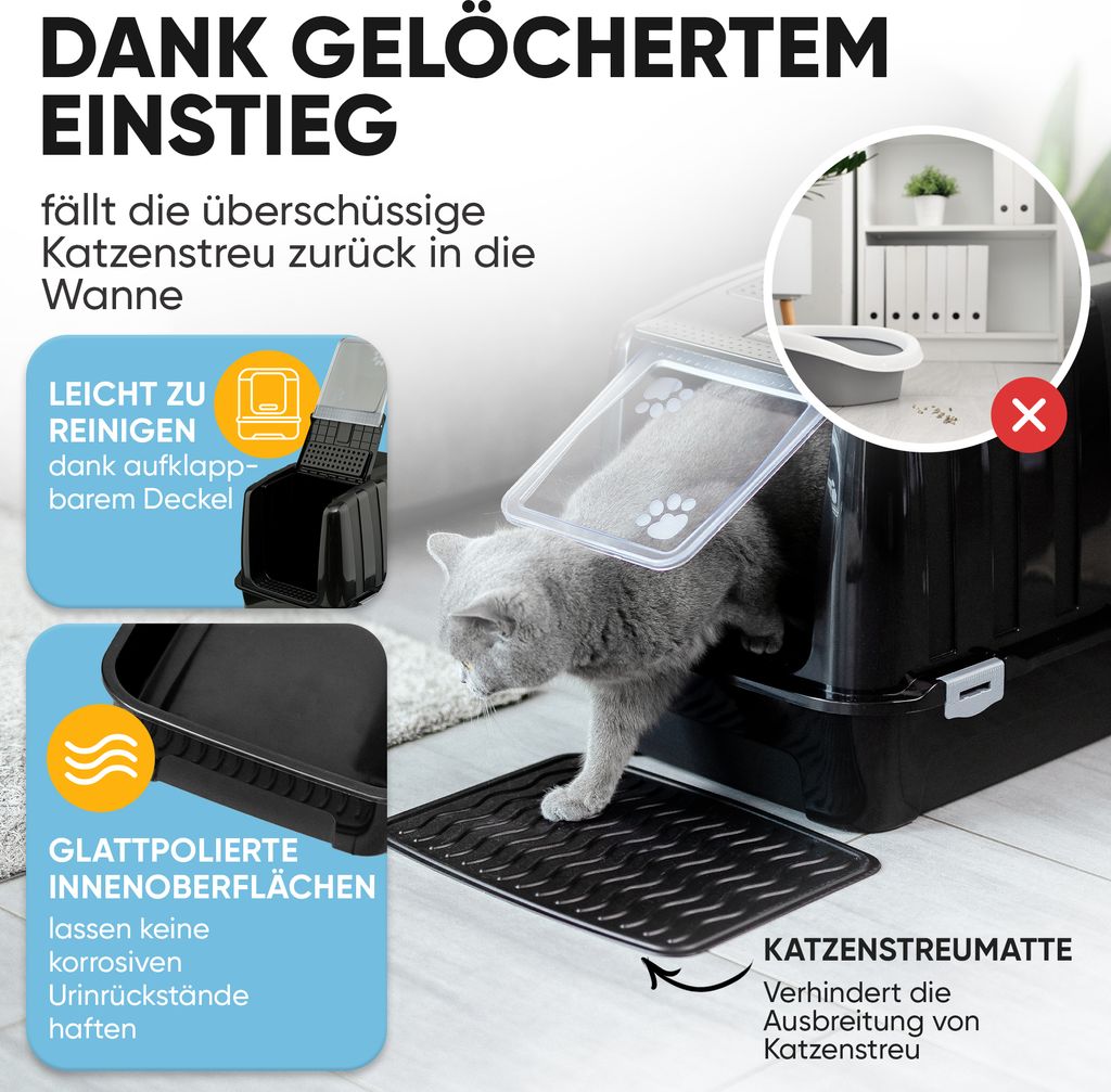 CROPLAS Katzenklo mit Deckel und Aktivkohlefilter, Produktbild 3