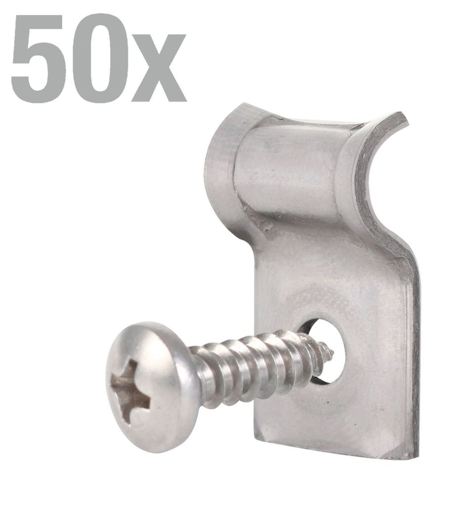 Alberts 50 x Spanndrahthalter Edelstahl mit Schraube 26 mm x 16 mm