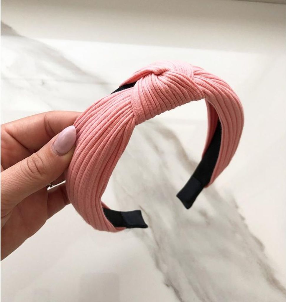 Stirnband Turban in Rosa Material, Durchmesser 12,5 cm, Breite 3,5 cm