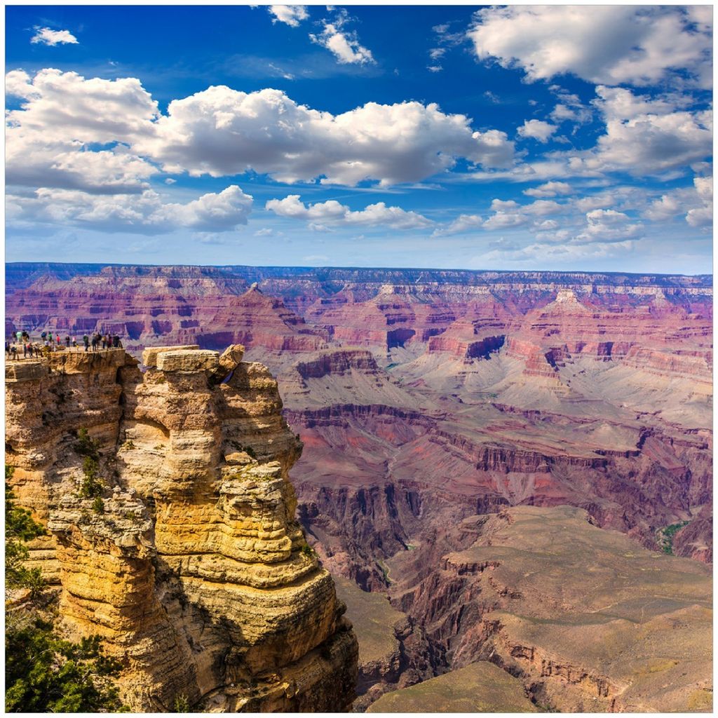 Wallario Premium Glasbild, freischwebende Optik, kräftige Farben, Größe 30 x 30 cm Motiv Felsenschlucht im Grand Canyon Park Arizona