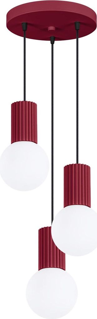 Hängelampe Aluminium Glas B: 25 cm H: max. 125 cm IP20 Burgund Weiß G9 3-flammig Kugelschirm Modern