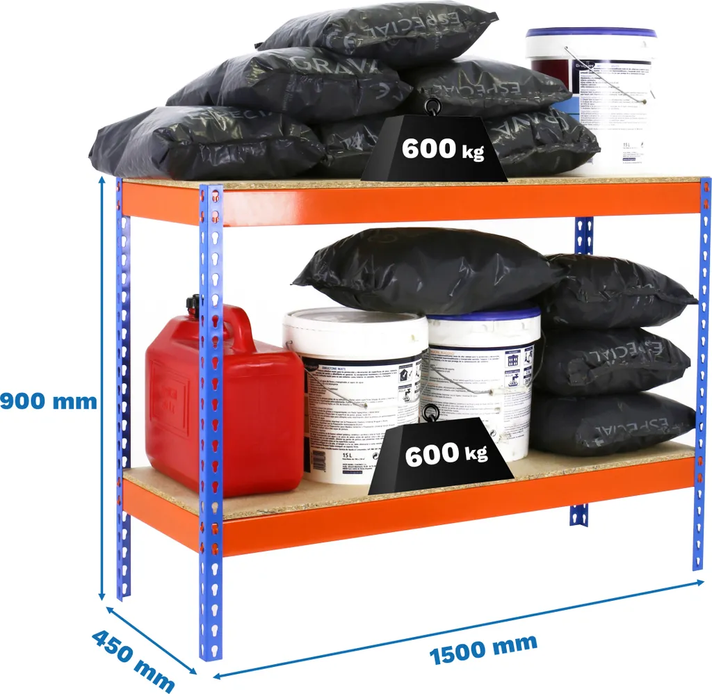 Étagère de Rangement Stable pour Garage Évite l'Affaissement 900kg