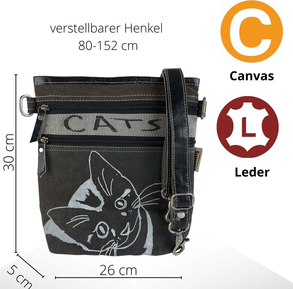 Damen Tasche Umhängetasche, Handtasche aus Canvas & Leder. Produktbild 2