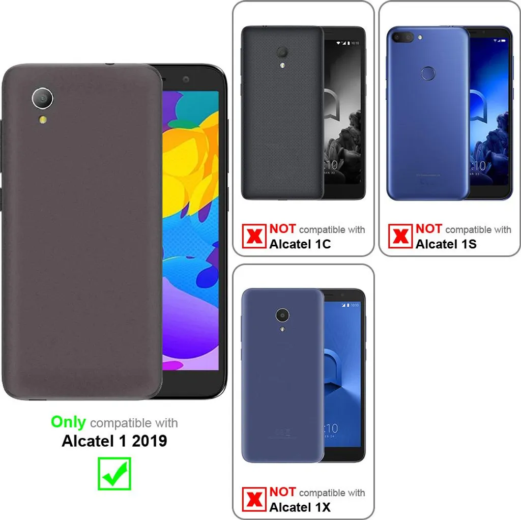 Cadorabo pellicola blindata per Alcatel 1 2019 pellicola protettiva in vetro temperato trasparente di protezione del display