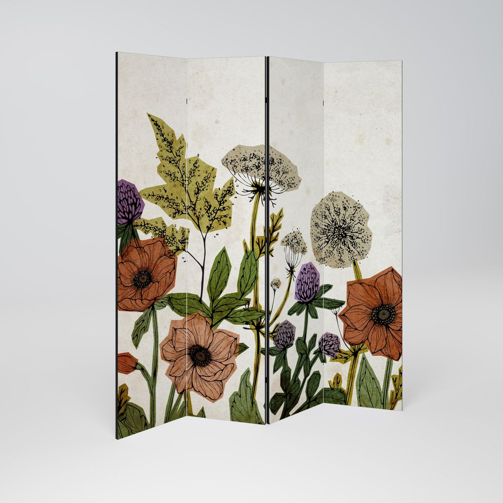 SpaceRebels Paravent Raumteiler - 4-teilig Raumtrenner, Druck 1-Seite - Raumtrenner - Trennwand Wohnung - Room Divider - Spanische Wand Deko Modern...