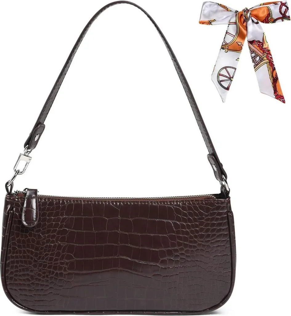 Sac à main rigide en relief crocodile rétro pour look vintage femme