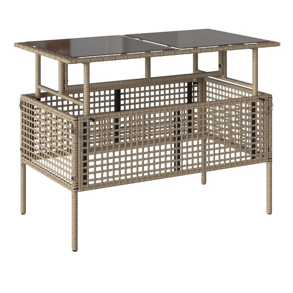 Aménagement jardin : ensemble 4 canapés beige polyrotin et table verre - 7