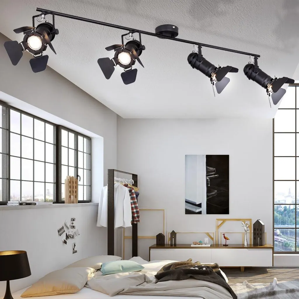 Projecteur Métal Noir 4 Spots GU10 Globo - Éclairage Orientable Design - 2