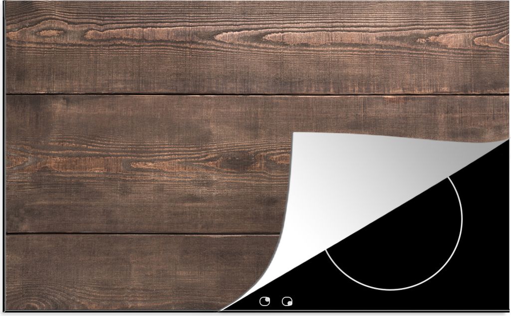 KitchenYeah Herdabdeckplatte Nahaufnahme eines dunklen hölzernen Hintergrunds , 81x52cm, Küche Deko, Glaskeramikfeld Herdabdeckung, Abdeckplatt...