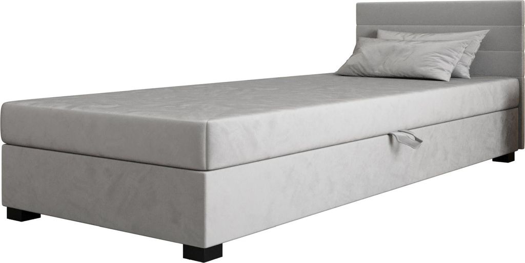AURA SOFA Boxspringbett WILD 120x195 Komplett-Set mit Bonell Matratze, Polsterbett mit Bettkästen - Grau, MONOLITH 84