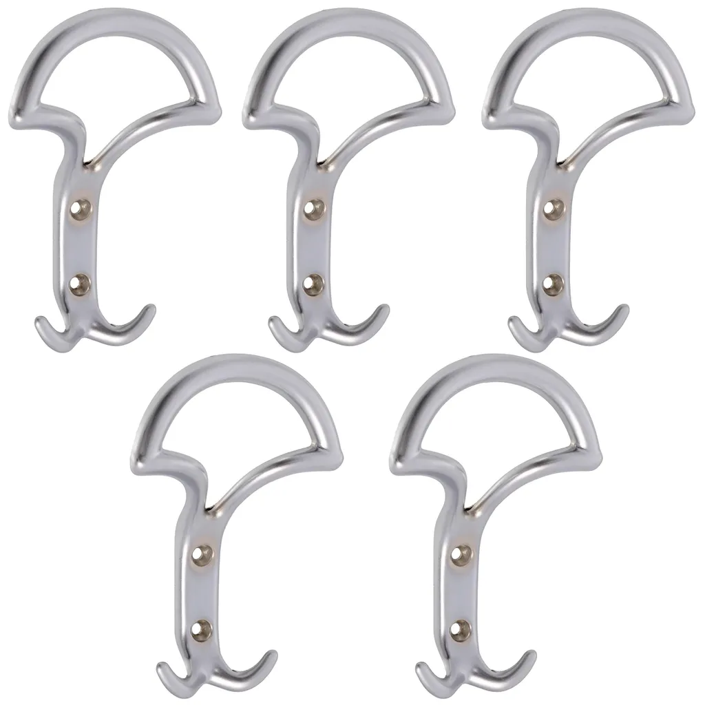 Gagnez de la place : lot de 5 crochets triples muraux métal argent mat