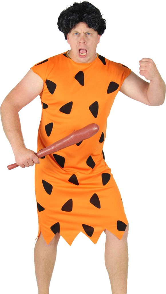 orange schwarzes Steinzeit Herren Kostüm für Fasching und Produktbild 