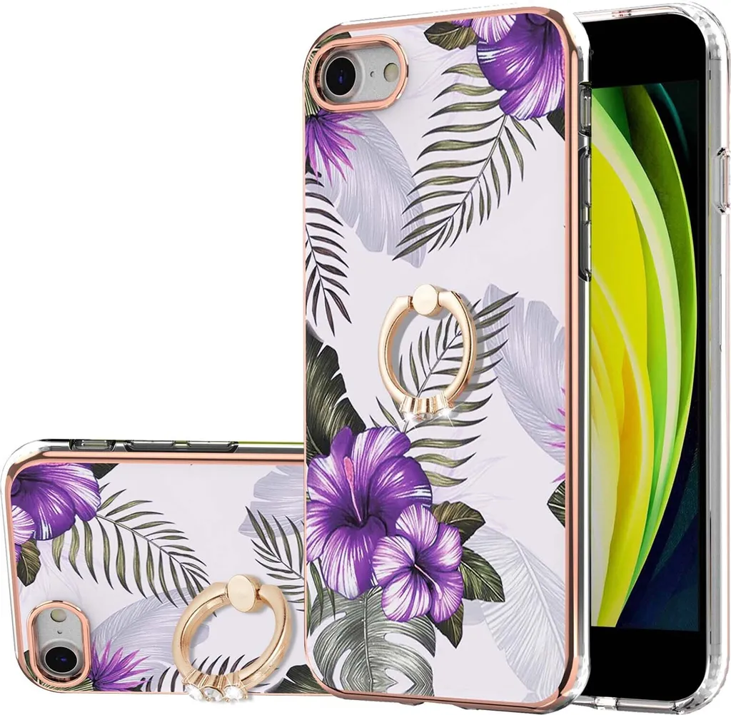 Custodia iPhone SE 2020 Viola Aesthetic - Ring Holder & TPU Soft Case