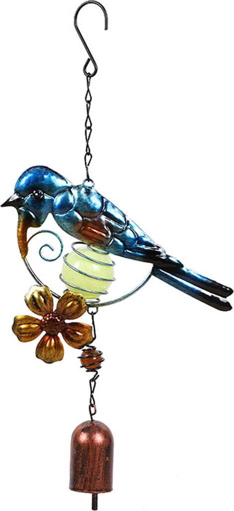 Vogel-Windspiel, fluoreszierend, endotherm, leuchtende Kugel, Metallglocke, Aluminiumrohr, Ornament, Schmiedeeisen, für den Außenbereich, leuchte...