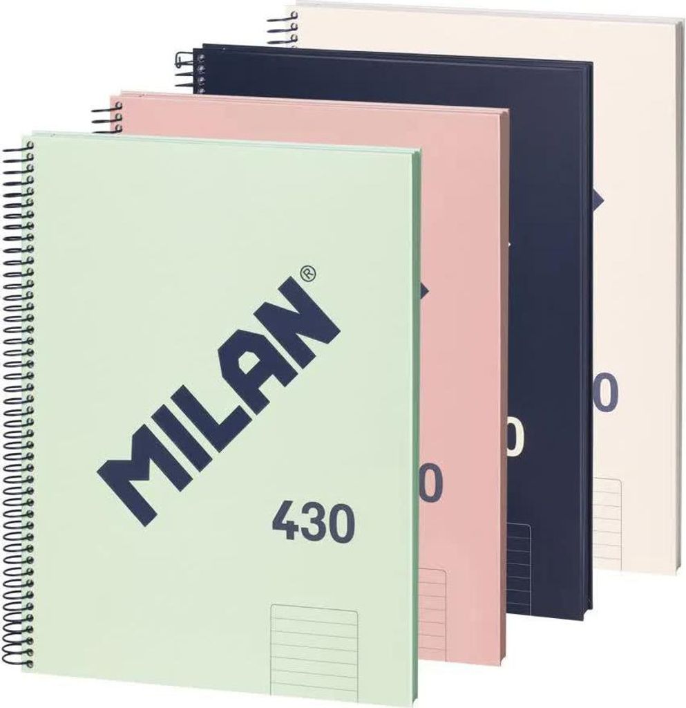 Milan Packung Mit 4 A4 Spiralnotizbüchern Mit Hardcover Liniertem Papier 80 Blatt Mit 95 G/m² 430-kollektion Seit 1918 7 Mm Durchsichtig Durchsic...