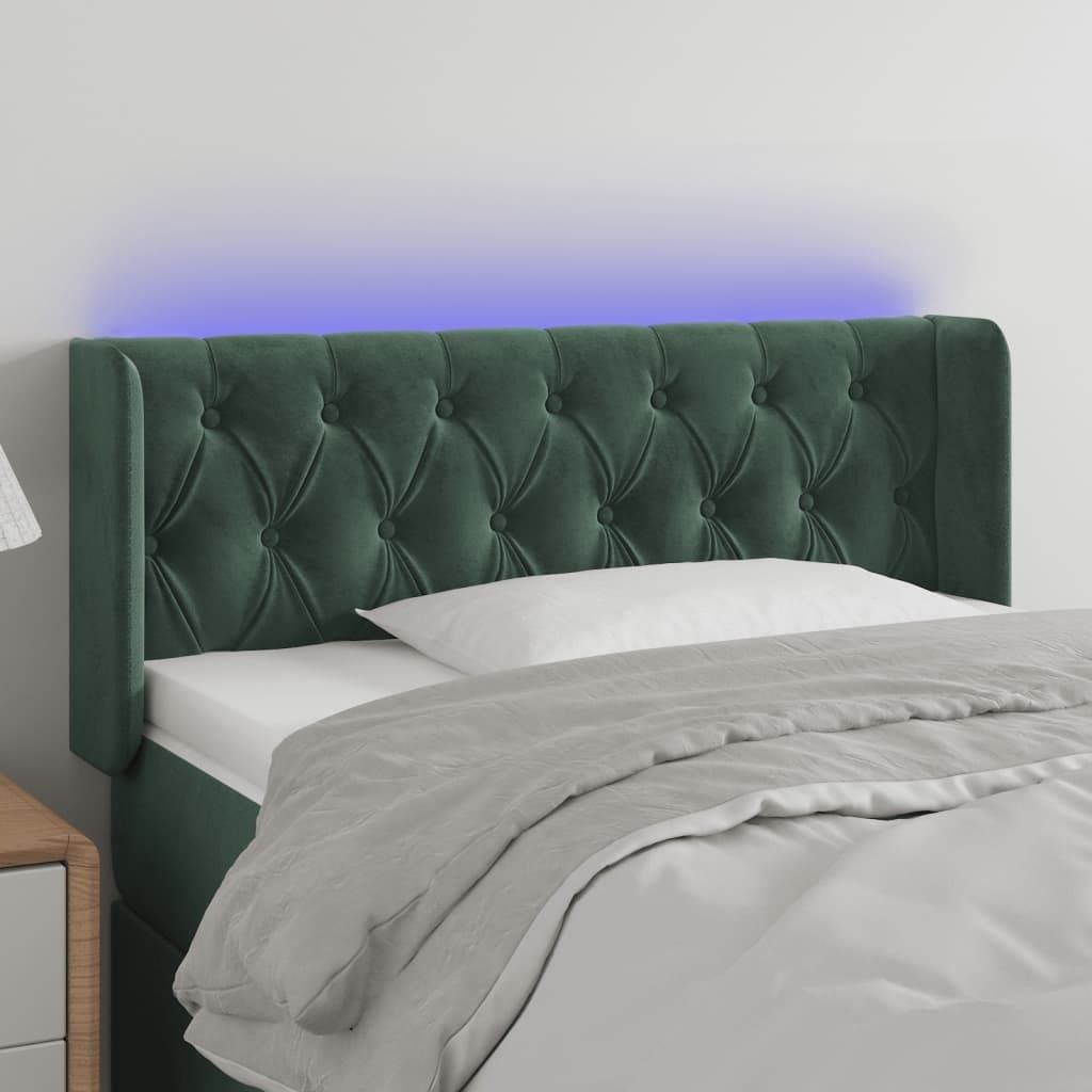 Best Möbel LED Kopfteil Dunkelgrün 103x16x78/88 cm Samt - Kopfteile CL2400996 3parcel