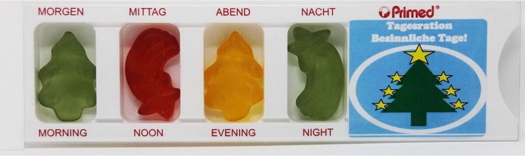 Tablettenbox Weihnachtszeit mit Fruchtgummi Scherzartikel 25g