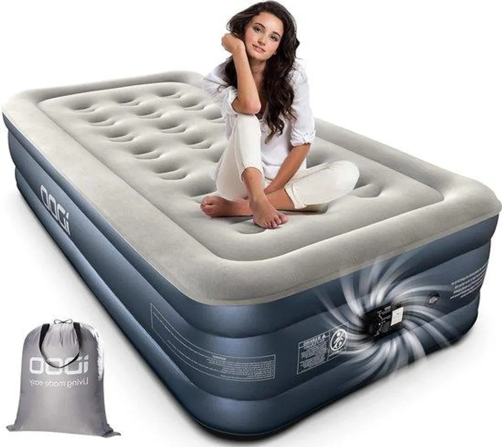 Matelas gonflable 1 personne avec pompe intégrée 190x100x46 cm Noir