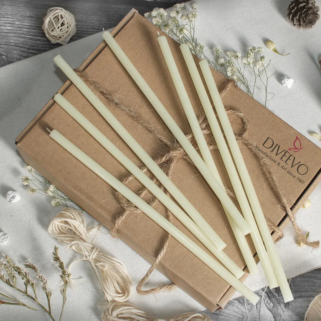 DEYBBY Candele Coniche In Cera D'api Bianca Naturale, 30,5 Cm - Senza Fumo E Antigoccia, 10 Ore Di Combustione (confezione Da 2)