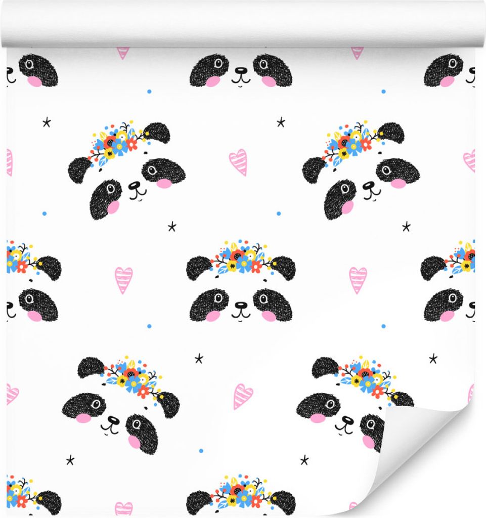 10m VLIES TAPETE Rolle Kinderzimmer Pandas Blumen Sterne Herzen XXL
